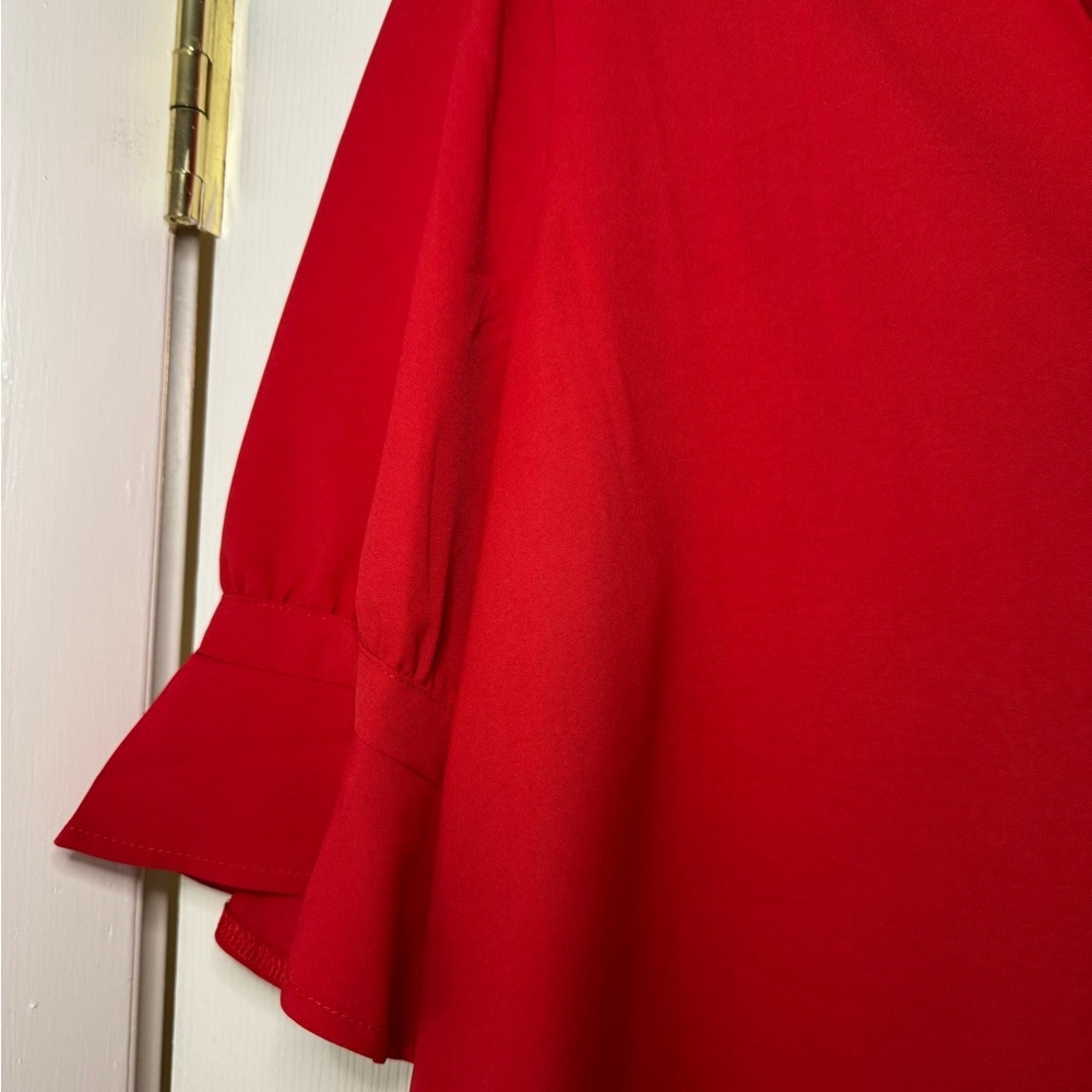 Red Flounce Sleeve Mini Dress Size L - Picture 2 of 9
